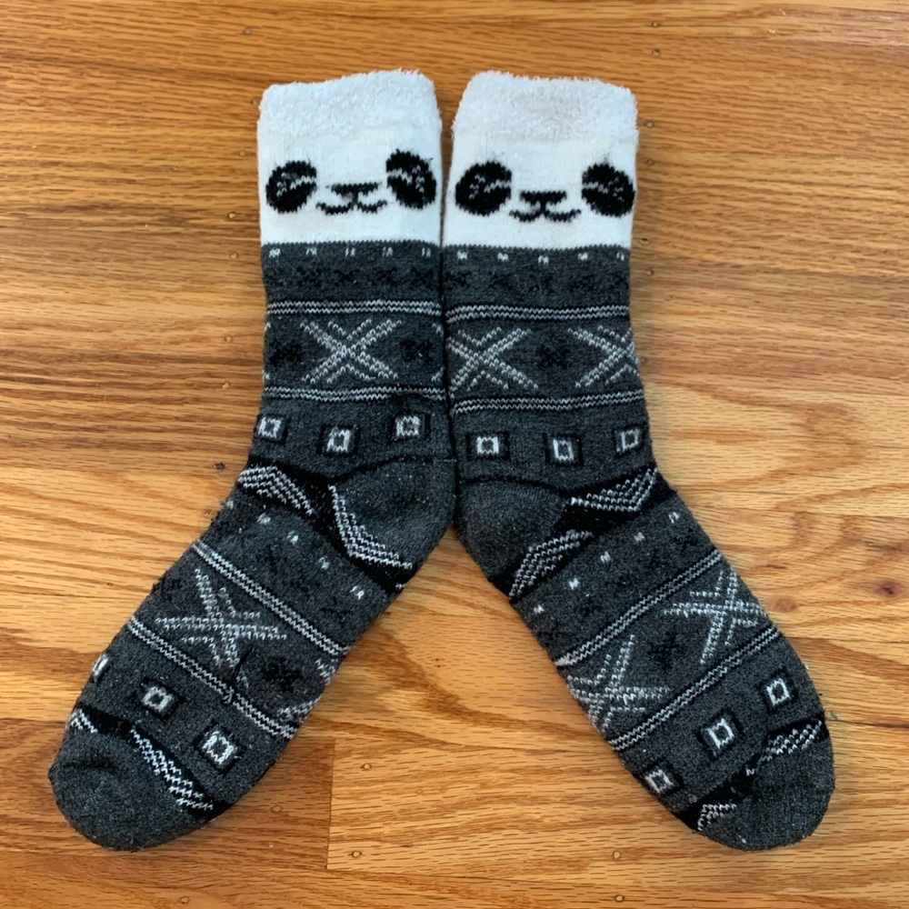 NWOT Panda Face Socks Black White Gray